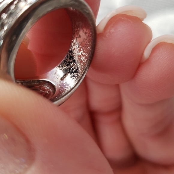 Sterling silver stamped marquis baguette and round cz statement ring - Picture 7 of 13
